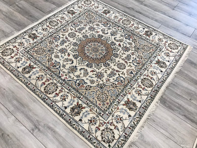 India Nain Square Hand Knotted Wool & silk 5x5