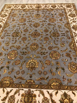 India Jaipur Hand knotted wool & Silk 8x10