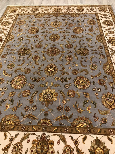 India Jaipur Hand Knotted Wool & Silk 8x10
