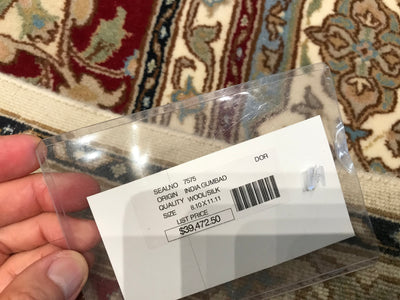 India Tabriz Gombad Hand Knotted Wool & Silk 9x12