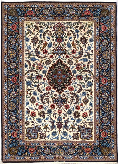 Persian Fine Isfahan Hand Knotted Wool & Silk On Silk 5x7