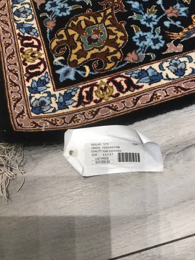 Persian Fine Isfahan Hand Knotted Wool & Silk On Silk 5x7