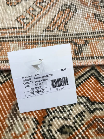 Turkish Sparta Semi Antique Hand Knotted Wool5x8