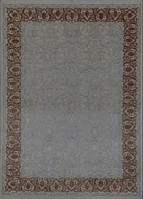 India Agra Hand Knotted Wool & Silk 6x8
