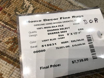 India Dharma Hand Knotted Wool & Silk 9x12