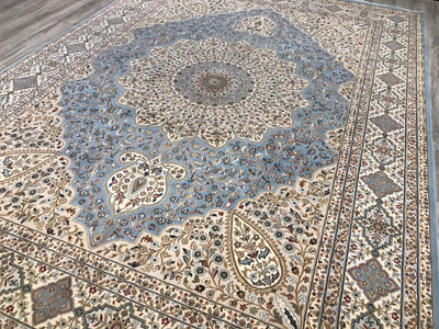 India Tabriz Hand Knotted Wool & Silk 9x12