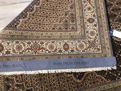 India Tabriz Mahi hand Knotted Wool & Silk 6x9