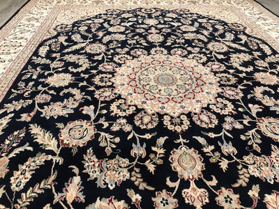 India Nain Hand Knotted Wool & Silk 9x12