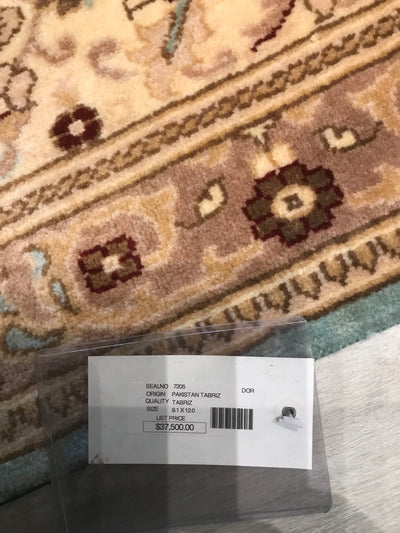 Pakistan Tabriz Hand Knotted Wool 9x12