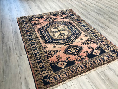 Old Persian Hamadan Hand Knotted Wool  5.2 x 6.7