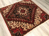 Old Persian Heriz 4.9 x 4.9 Hand Knotted Wool