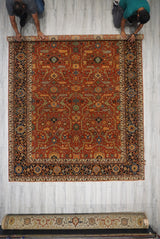 India Heriz Hand Knotted Wool 9x12