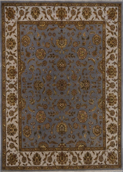 India Jaipur Hand Knotted Wool & Silk 8x10