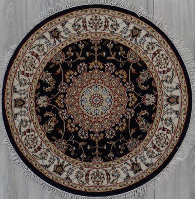 India Nain Hand Knotted Wool & Silk 3x3