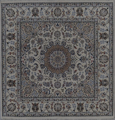 India Nain Square Hand Knotted Wool & silk 5x5