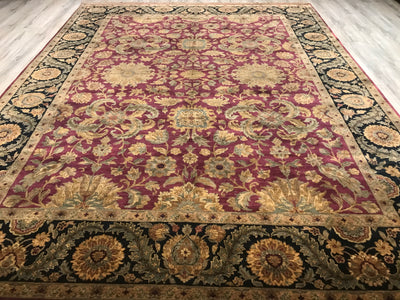 India Jaipur Hand Knotted Wool 9x12