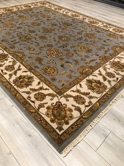 India Jaipur Hand Knotted Wool & Silk 8x10