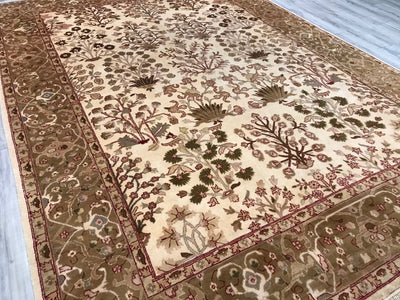 India Tabriz Hand Knotted Wool 9x12
