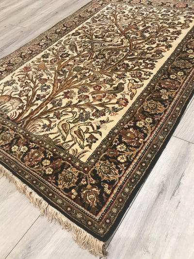 Persian Antique Qum Hand Knotted Silk 3x5