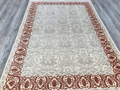 India Agra Hand Knotted Wool & Silk 6x8