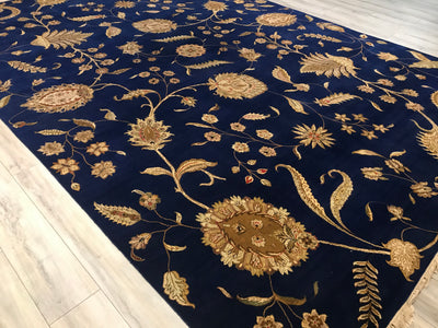 India Transitional Hand Knotted Wool and Silk 10x14