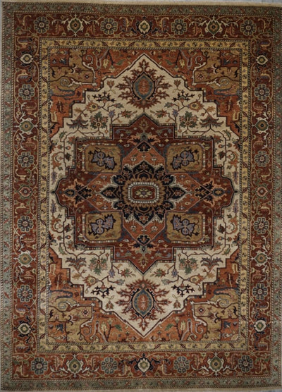 India Heriz Hand Knotted Wool 10x14