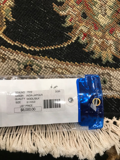 India Jaipur Hand Knotted Wool & Silk 5x5