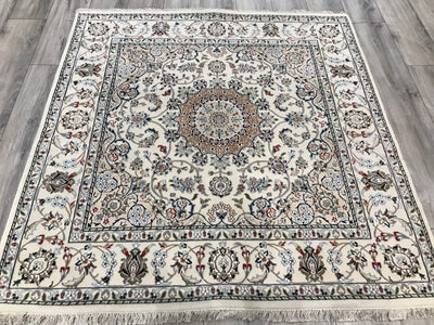 India Nain Square Hand Knotted Wool & silk 5x5