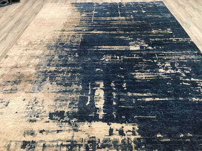 India Contemporary HDFR Hand Knotted Wool & Silk 8x10