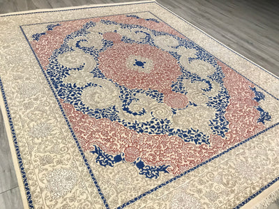 India Tabriz Hand Knotted Wool & Silk 8x10