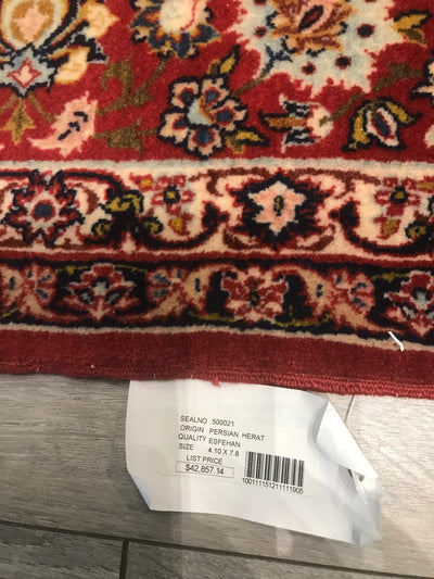 Persian Old Isfahan Hand Knotted Wool 5x8