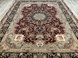 Chinese Tabriz Hand Knotted Wool & Silk 9x12