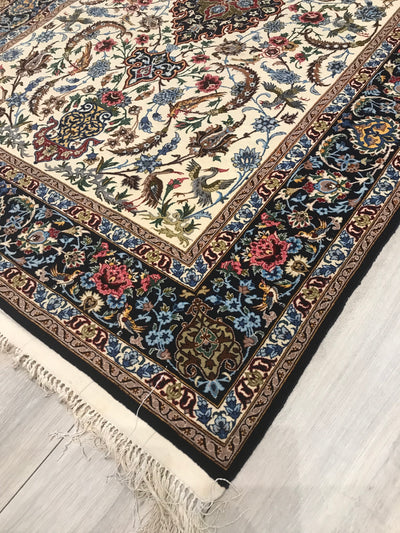 Persian Fine Isfahan Hand Knotted Wool & Silk On Silk 5x7