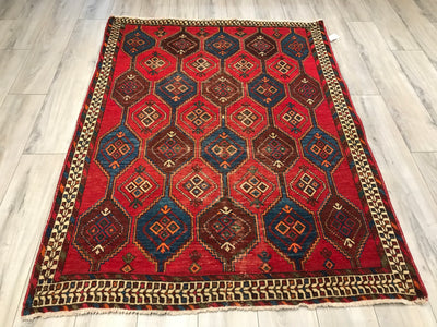 Persian Old Baktari Hand Knotted Wool 4.9 x 6.3