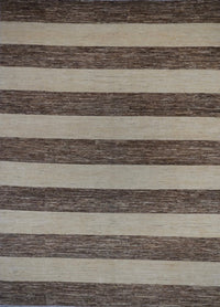 Pakistan Modern Stripe Hand Knotted Wool 9x12