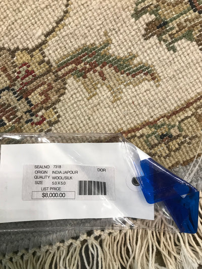 Ind Jaipur Hand Knotted Wool & Silk  5x5