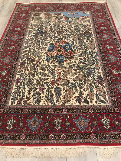 Persian Esfahan Hand Hand Knotted Wool & Silk  5x7
