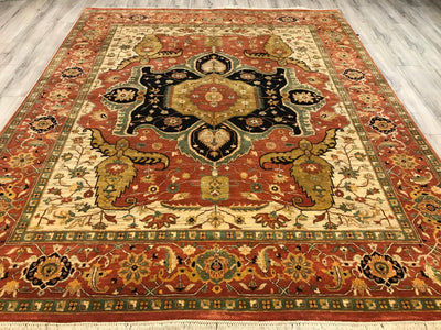 India Heriz Serapi Hand Knotted Wool 8x10