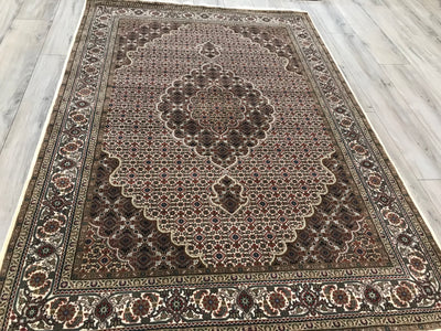 India Tabriz Hand Knotted Wool & silk 5x7