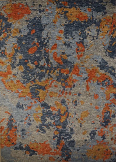 India Contemporary Splash Hand Knotted Wool 10x14