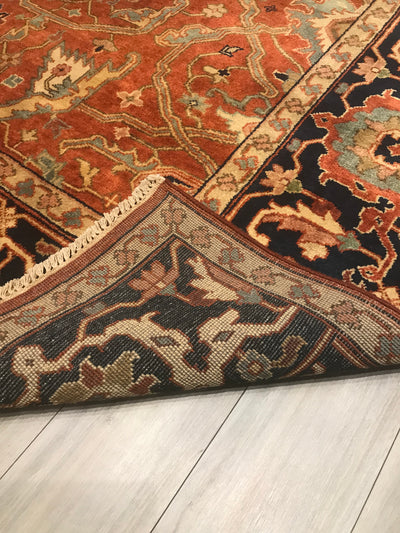 India Heriz Hand Knotted Wool 9x12