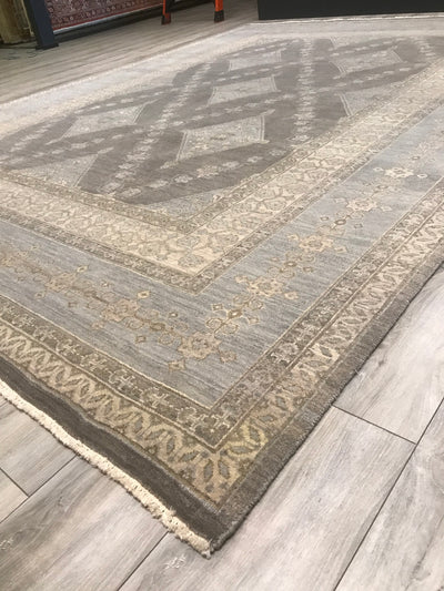 India Ottoman Hand Knotted Wool 9x12