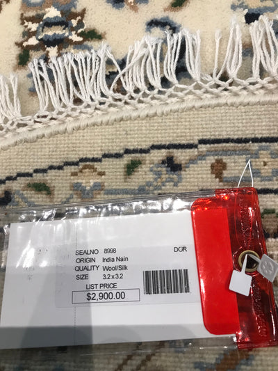 India Nain Hand Knotted Wool & Silk  3x3