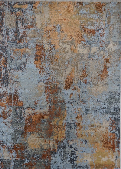 India Contemporary Hand Knotted Wool & Silk 8x10