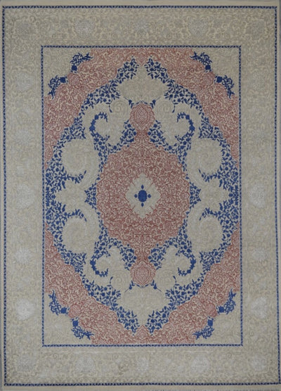 India Tabriz Hand Knotted Wool & Silk 8x10