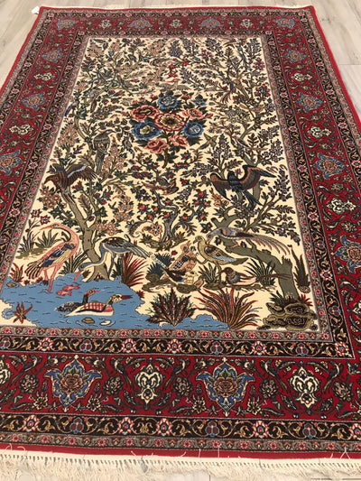 Persian Esfahan Hand Hand Knotted Wool & Silk  5x7