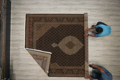 India Tabriz Mahi Hand Knotted Wool & Silk 8x12