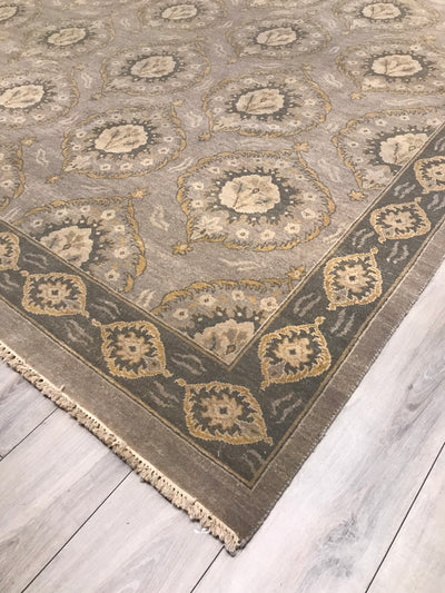 India Ottoman Hand Knotted Wool 9x12