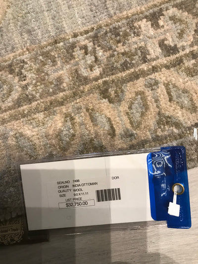 India Ottoman Hand Knotted Wool 9x12