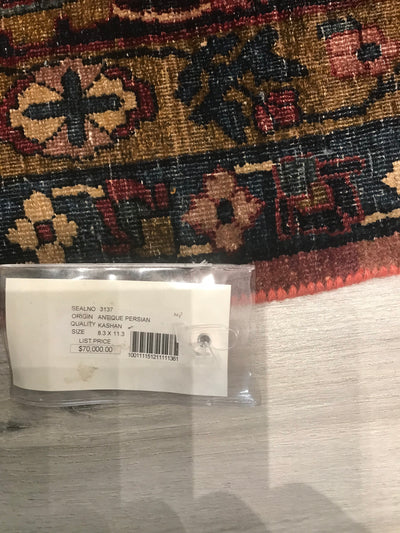 Persian Antique Kashan Hand Knotted Wool 8x11